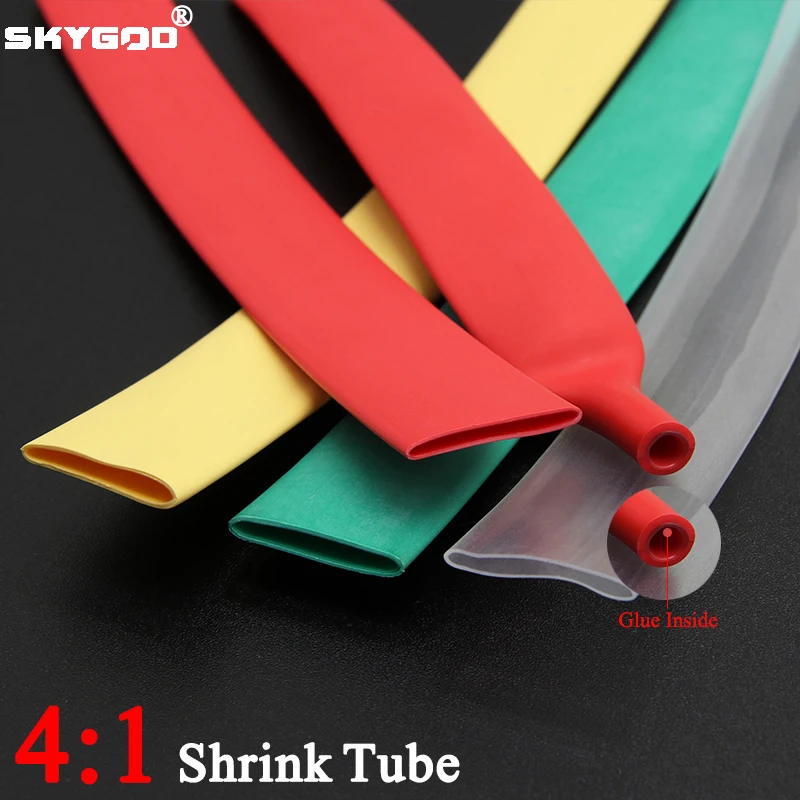 1M Heat Shrink Tube with Glue Adhesive Lined 4:1 Dual Wall Tubing Dia 4 6 8 12 16 20 24 32 40 52 mm Sleeve Wrap Wire Cable kit
