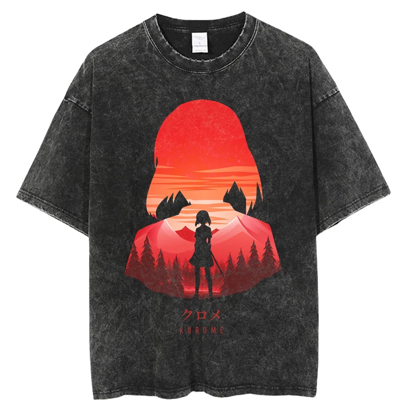 2023 большие стираные футболки Akame Ga Kill мужская футболка с аниме одежда принтом