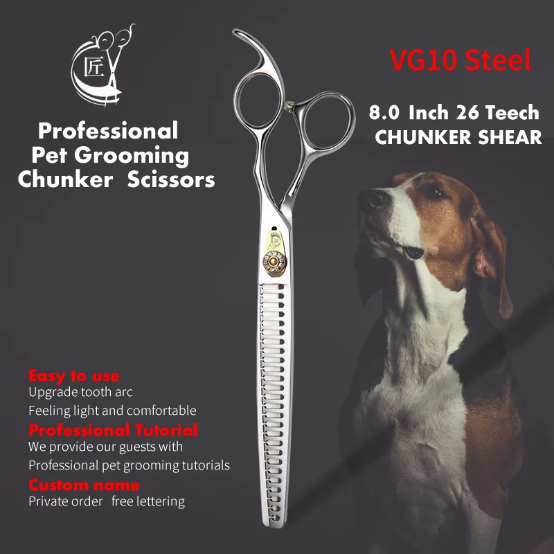 

Crane Japan Vg10 Stainless Steel 8 Inch Pet Dog Grooming Scissors Thinning Shears For Dogs Thinning Rate 65% Chunker Cut Tools