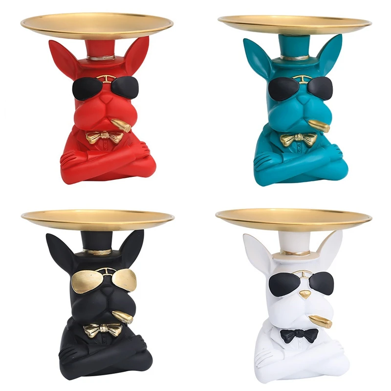 

Скандинавская скульптура французского бульдога, статуя собаки, украшение стола для хранения ювелирных изделий, Подарочная тарелка, поднос,...