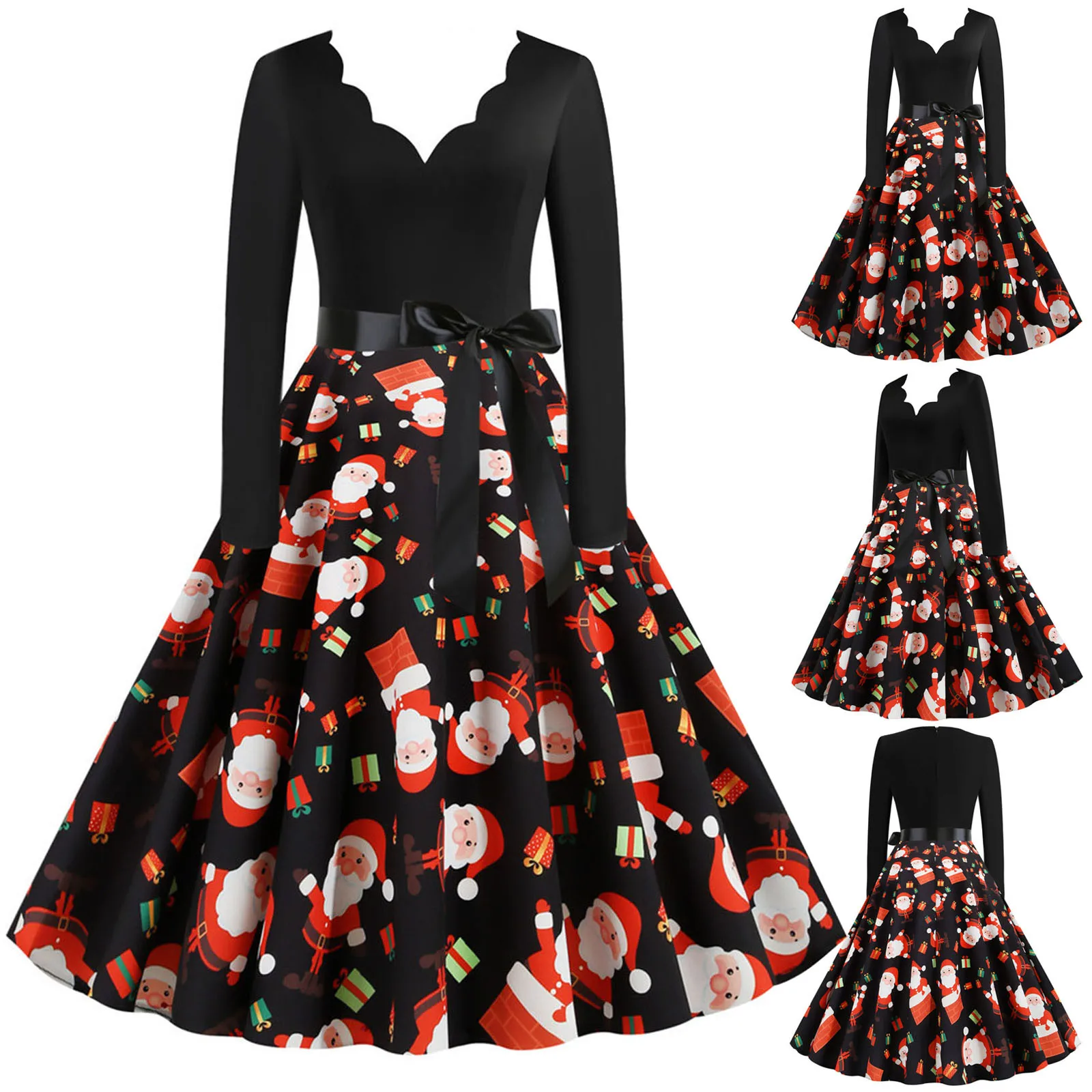 

Женское винтажное платье с длинным рукавом, Рождественские Длинные платья 1920-х годов, для хозяйки, вечевечерние, выпускного вечера, модная п...