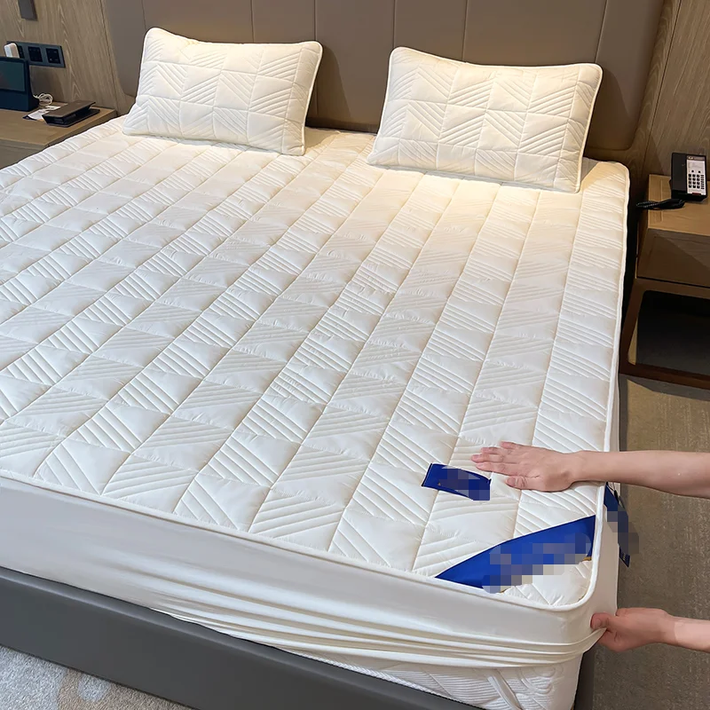 

Mattress Cover Washable Plain Bed Covers Breathable Quilted King Mattress Protector with Elastic Band 2022