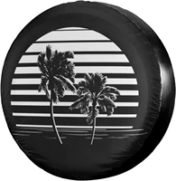 beach palm tree black spare tire cover waterproof dust proof tire covers fit for jeeptrailer rv suv and many vehicle 16 inch