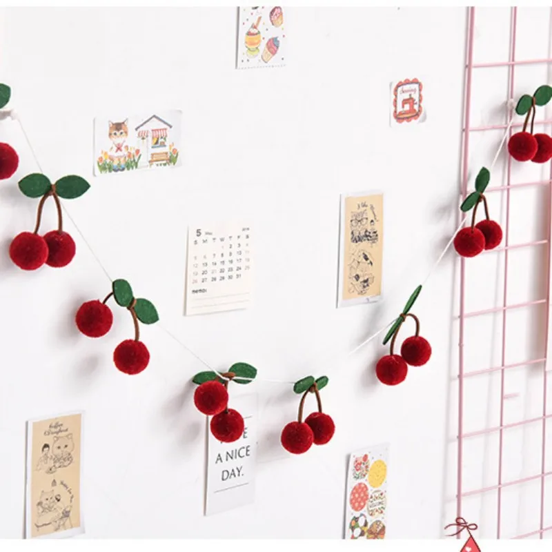 

2.3M CreativeAnd Cute YangMei Ball String Pull Flower Birthday Wedding Party Bedroom Background Wall DIY Hanging BuntingGarland