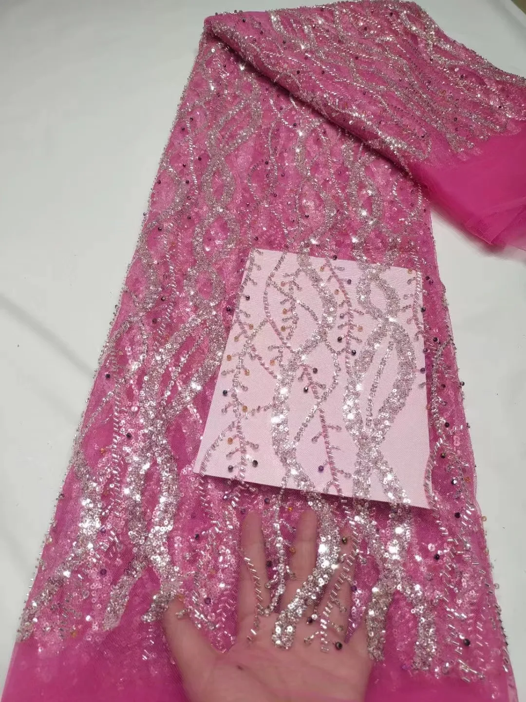 Африканская кружевная ткань 2024 высококачественные бусины Hamdmade свадебная