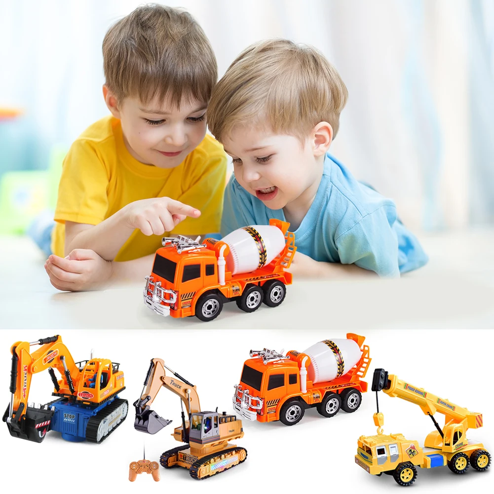 

Mini Diecast Car Construction Vehicle Engineering Car Excavator Dump Roller Truck Model Toys Lot for Children Adult with Music