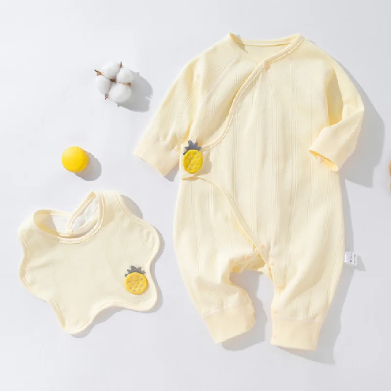 

Newborn Baby Bodysuit Cotton Lace-Up Solid Infant Girl Boy Monk Baby Clothes 0 to 6 Months Spring & Summer Bebe Romper