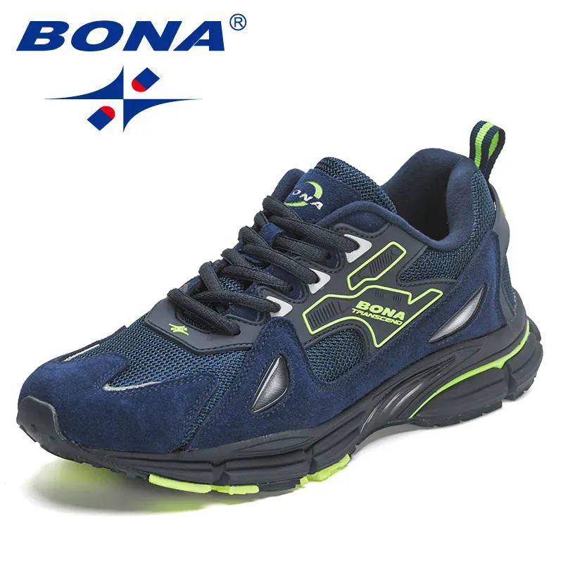BONA New Excellent Style Men Running Shoes Lace Up Athletic Shoes Outdoor Walking Shoes Men Comfortable Sneakers ventilate  Free