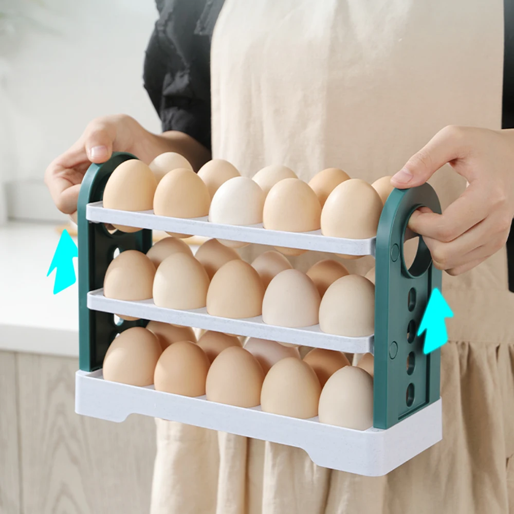 

Upgrade Flip-Type Egg Holder for Refrigerator Storage Box Egg Rack Food Container Tray Kitchen Accessories