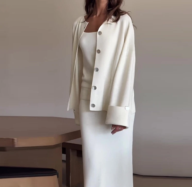 Женские элегантные стильные костюмы 2022 осень-зима последние с круглым вырезом и