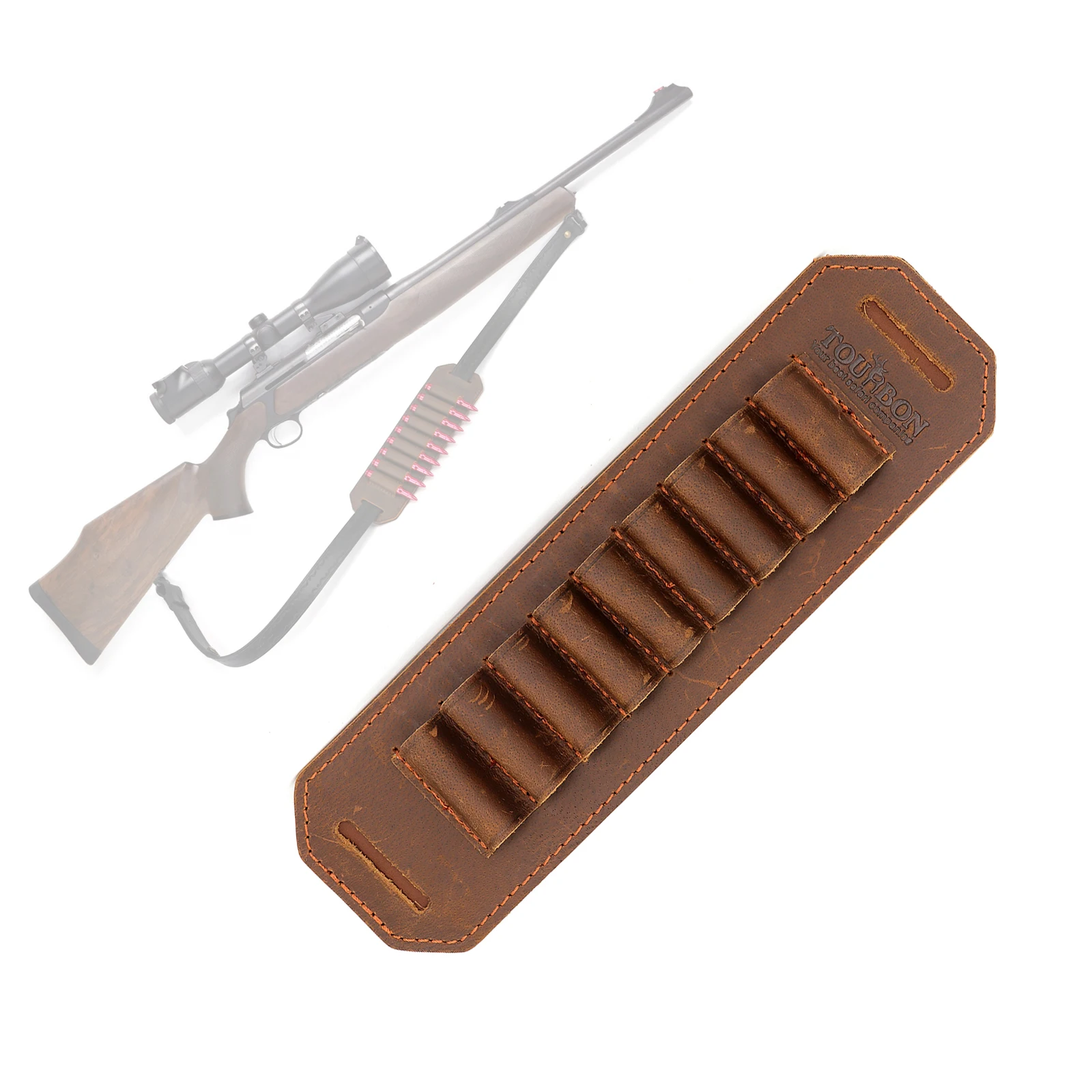 

Tourbon Hunting Accessories Rifle Sling Gun Belt Bullet Clip Cartridges Ammo Holder Leather Shoulder Shooting Strap Brown