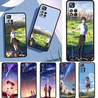 your name japanese anime case for xiaomi redmi note 11 10 10s 9t 9 9pro max 8t 8pro 7 6 5 pro 4x soft tpu black phone cover