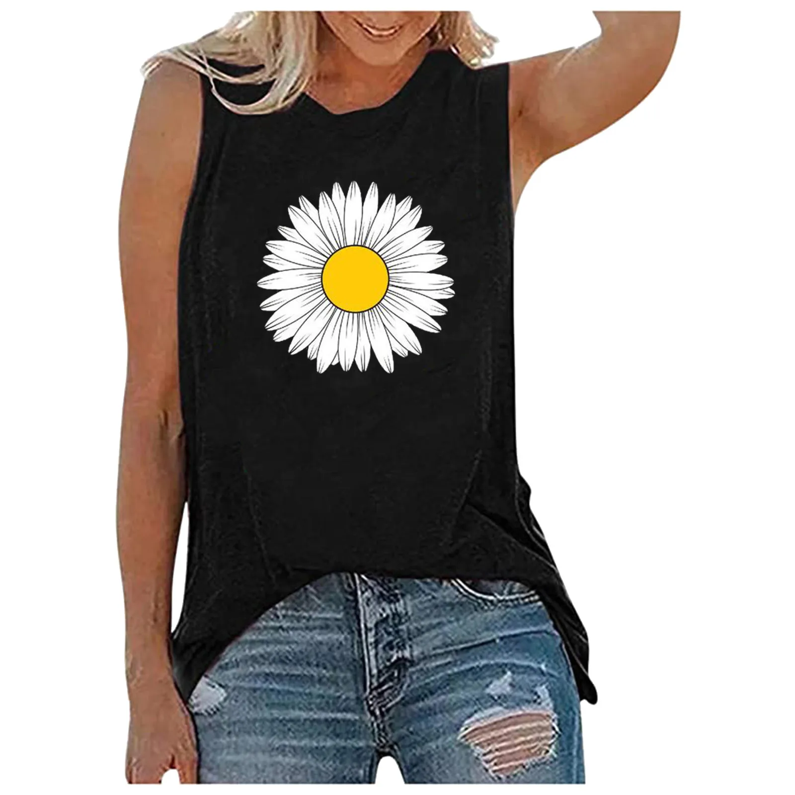 

Майка для женщин, без рукавов, с принтом подсолнуха