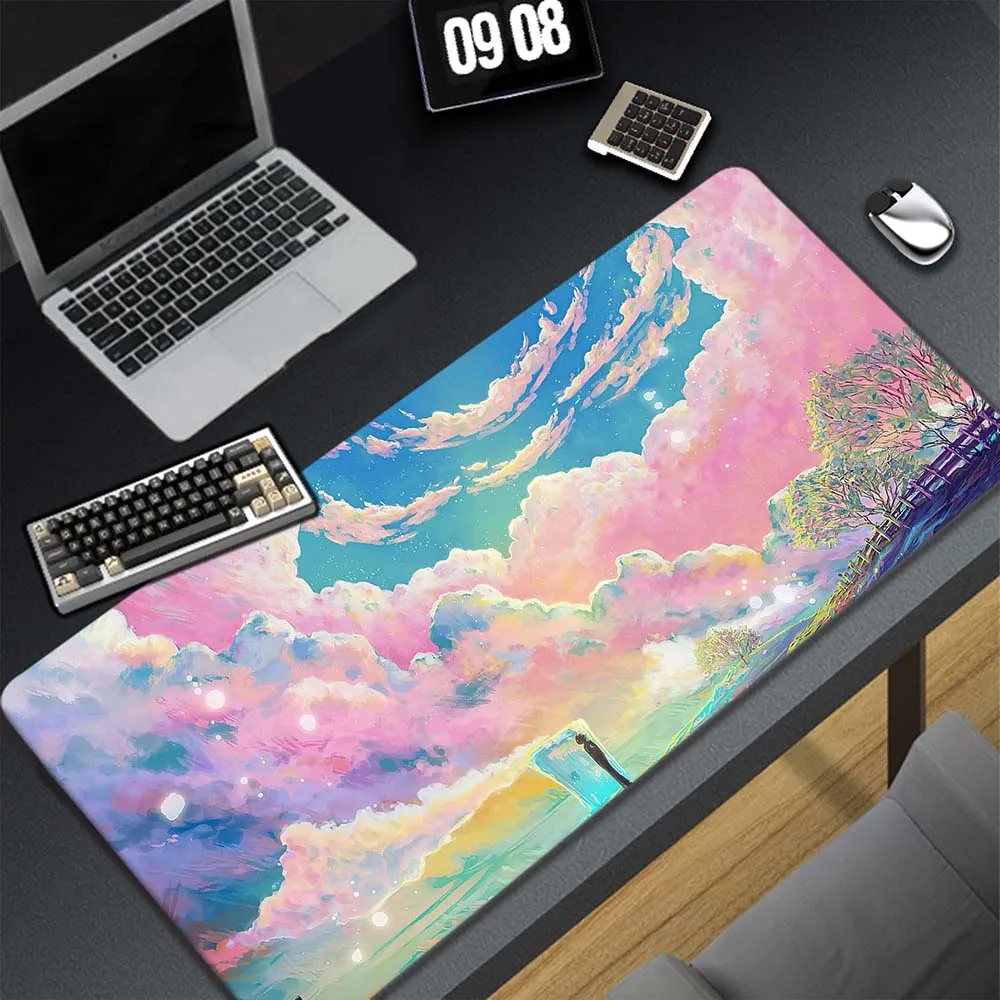 

Cloud Large Mouse Pad XXL 90x40cm Speed Teclado E Mouse Gamer Mat Keyboard Pads Rubber Soft Desk Mice Pad Pink Scenery Mause Pad