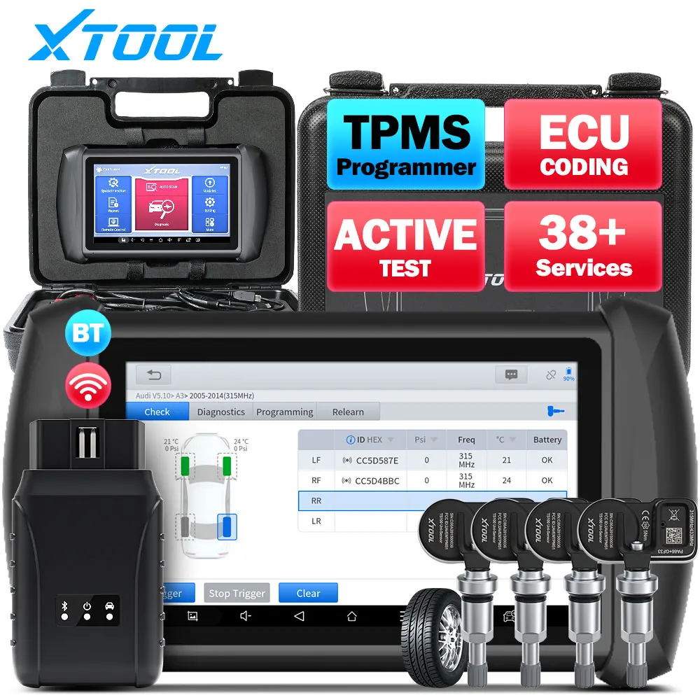 

XTOOL InPlus IP819TP TPMS Программирование всех систем диагностическое двунаправленное управление 30 + сброс Bluetooth Автомобильный с 4 шт. ts100