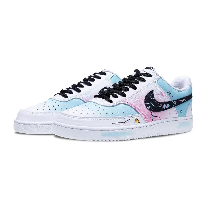 【Настроить】Nike Court Vision 1 обувь для скейтбординга мужские низкие розовые/черные