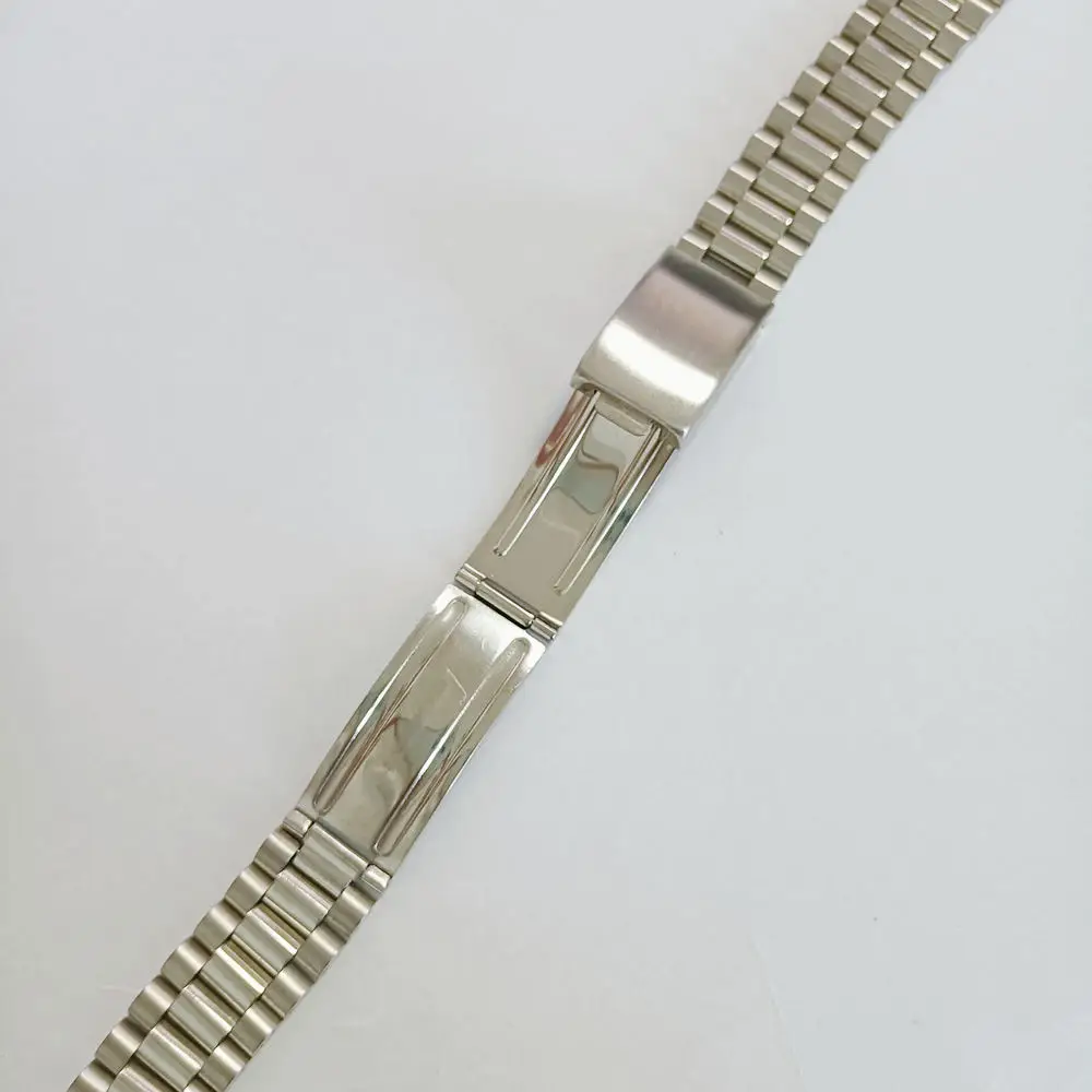 20mm Silver 316L Stainless Steel Oyster Curved End Watch Bands Strap Bracelet Fits For Seiko 5 Watches