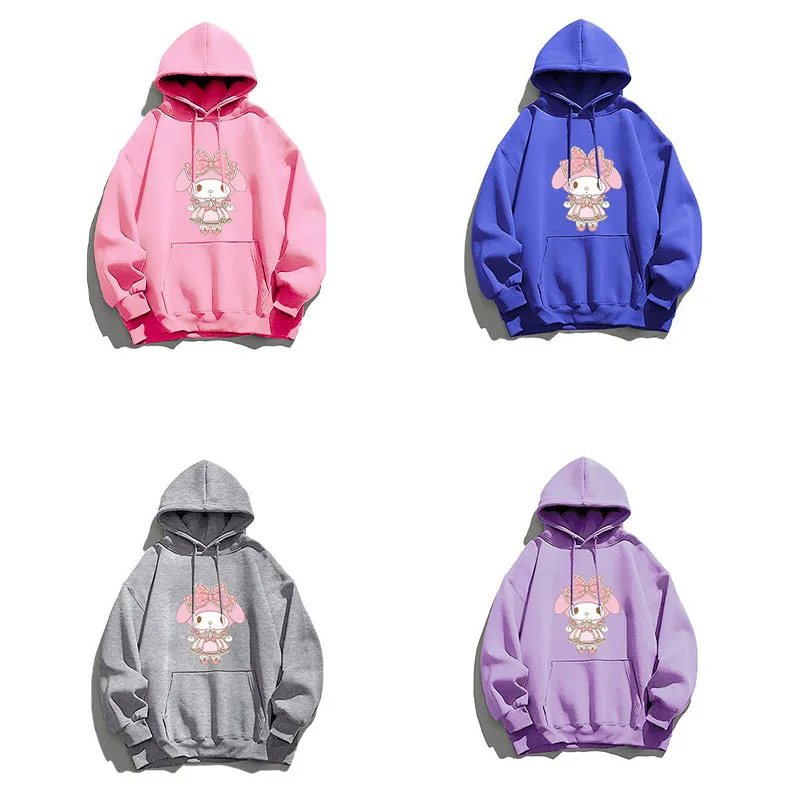 

Cartoon Sanrios Hooded Sweatshirt Students Autumn Warm Tops My Melody Anime Girls Long Sleeve Coat Kawaii Student Couple Clothes