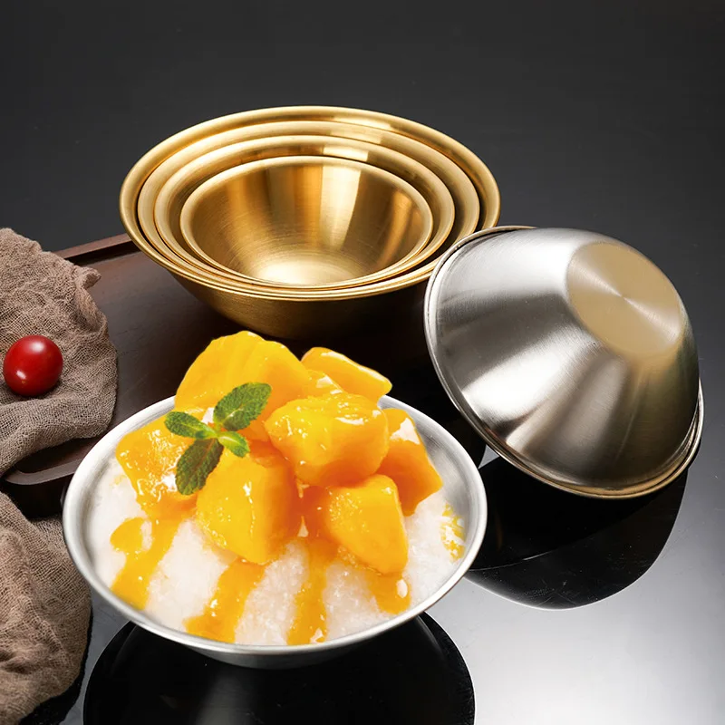 

Stainless Steel V Shape Metal Fruit Salad Bowls Large Capacity Rice Soup Ramen Snack Bowl Kitchen Tableware Food Container