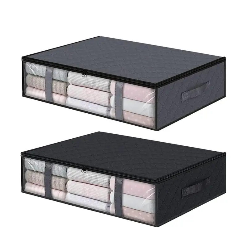 

Comforter Storage Bag 4PCS Under Bed Foldable Pillows Bins With Double Zipper Pillows Containers With Oversized Opening Pillows