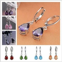 milangirl korean style colorful water drop crystal zircon rhinestone dangle earrings for women engagement wedding bridal jewelry