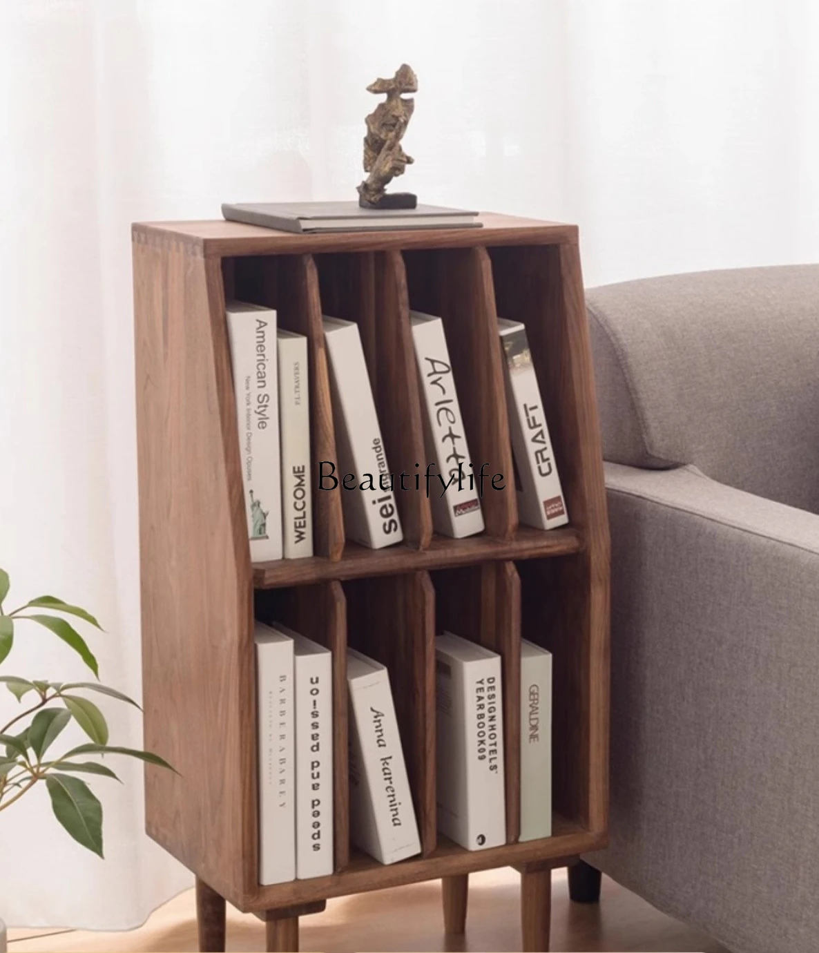 Простой небольшой книжный шкаф Северная Америка Черный орех Все массив дерева