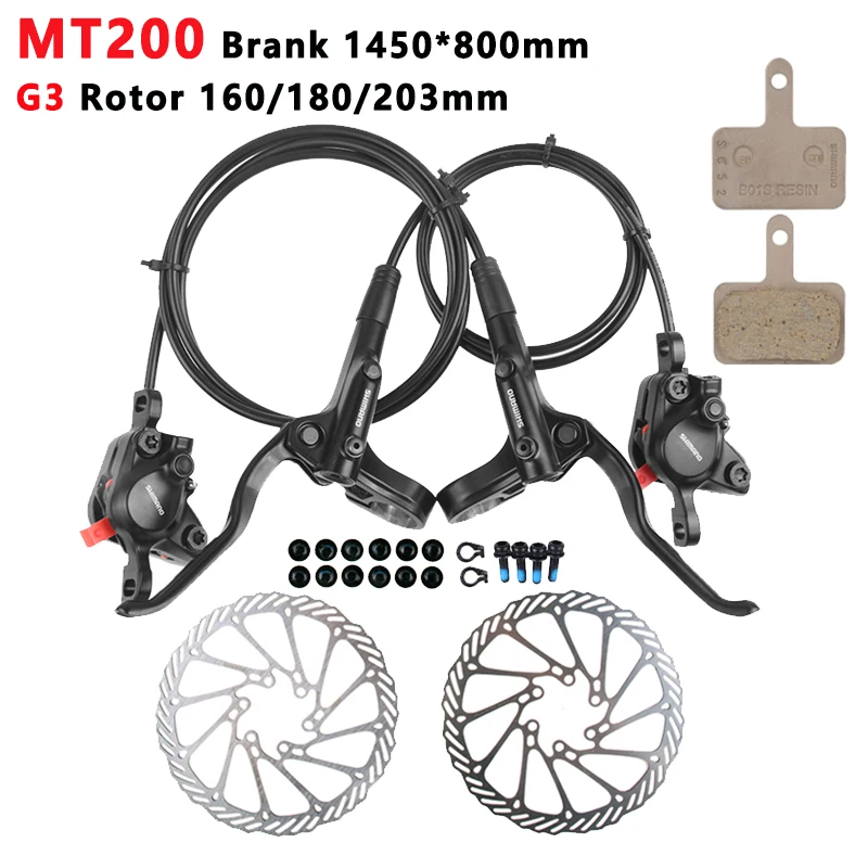 

BR BL MT200 SHIMANO Hydraulic Brake Front 800mm Rear 1450mm B01S Brake Pads G3 160/180/203mm MTB Brake Disc Upgraded MT315