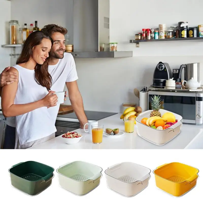 

Reliable Kitchen Colander Bowl Set Multifunctional Vegetable Washing Basket Large Capacity Bowl Drainer Sieve Container For Home