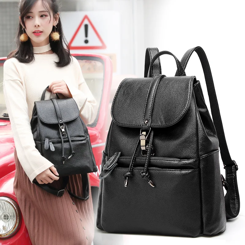 New Fashion Genuine Cow Leather Women Backpack Luxury Brand Female Ladies Girl Student Korean Casual Backpacks