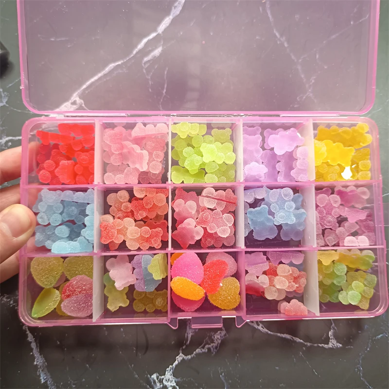 

60pcs/120pcs Gradient Gummy Jelly Bear Nail Art Charms AB Cute Candy Design Nail Decorations DIY Manicure Tips Ornament Supplies