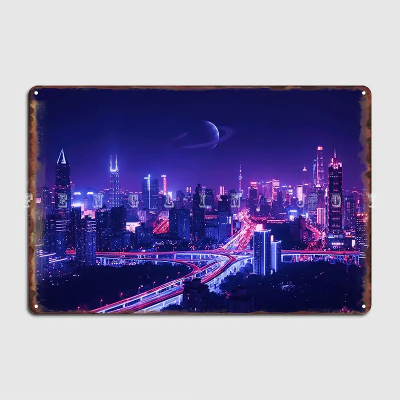

Future City Metal Sign Cinema Kitchen Designing Plaques Party Tin Sign Poster
