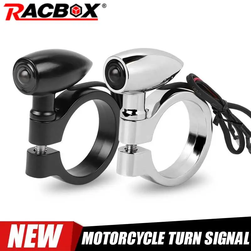 

Motorcycle LED Turn Signal Lights 41mm Front Fork Tubes Turn Signal Amber Blinker Light Motorbike Front Bracket Indicator Lamps