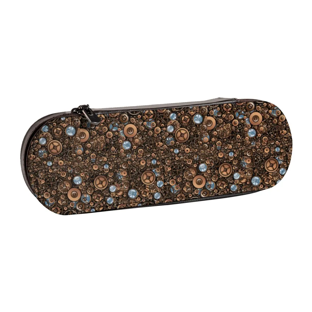 

Steampunk Print Pencil Case Gear Style Stationery For Teens Leather Pencil Box Fashion Quality Zipper Pen Pouch