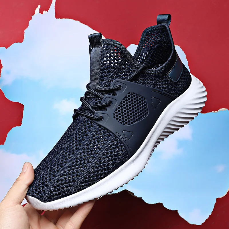 

Кроссовки мужские сетчатые на шнуровке, легкие дышащие кеды, повседневная обувь для ходьбы и тенниса, 2022