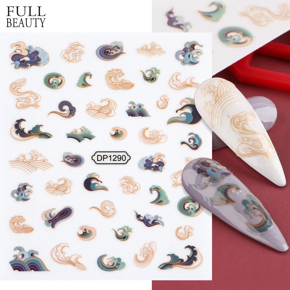

3D Облако горы переводные наклейки на ногти ретро цветы Готический клей слайдеры китайский стиль тату для украшения для ногтей CHDP