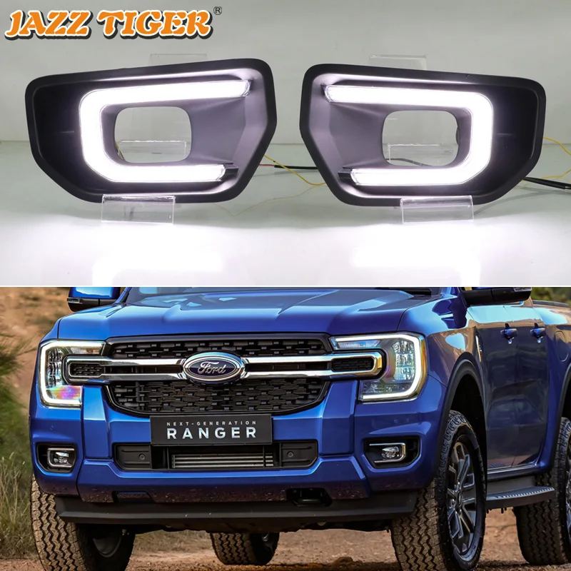 

Yellow Turn Signal Function ABS 12V Car DRL Lamp LED Daytime Running Light For Ford Ranger 2022-2023 XLT Sport Platinum