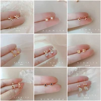stainless steel piercing earrings for women daisy pentagram simple geometry cute small ear studs korean fashion encanto jewelry