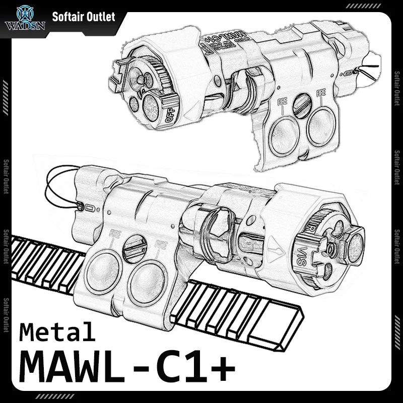 Фото Фонарик WADSN, манекен MAWL-C1 +, светодиодная белая лампа, ИК-заполняющий свет, ИК-освещение, охотничья скаутская лампа, металлический MAWL C1, переключатель давления №1