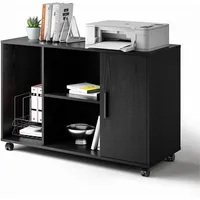 For Home Office Large Storage File Cabinet Wood Filing Cabinet With Adjustable Shelves Rolling Printer Stand On Lockable Wheels
