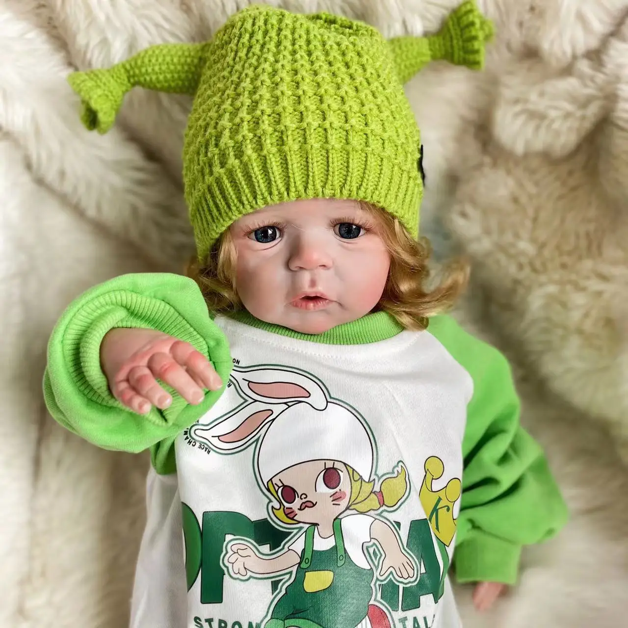 

26 дюймов, готовая Кукла-младенец Sandie Reborn, Реборн, мохеровая кукла-Младенец Ручной работы, реалистичные куклы-Реборн