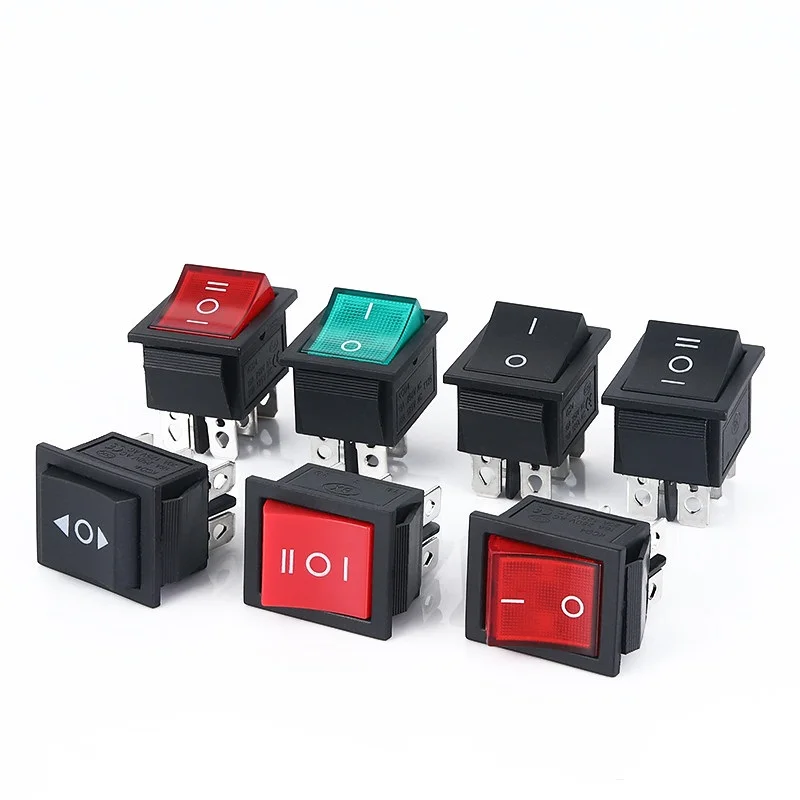 

5Pcs Latching Rocker Switch Power Switch I/O 4 Pins 6 Pins with Light 16A 250VAC 20A 125VAC KCD4