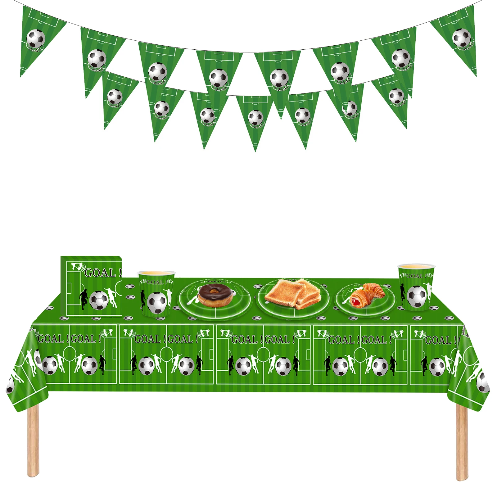

Soccer Football Theme Kids Party Birthday Party Decoration Set Cup Plate & Straw Bunting Loot Bag Tablecloth Party