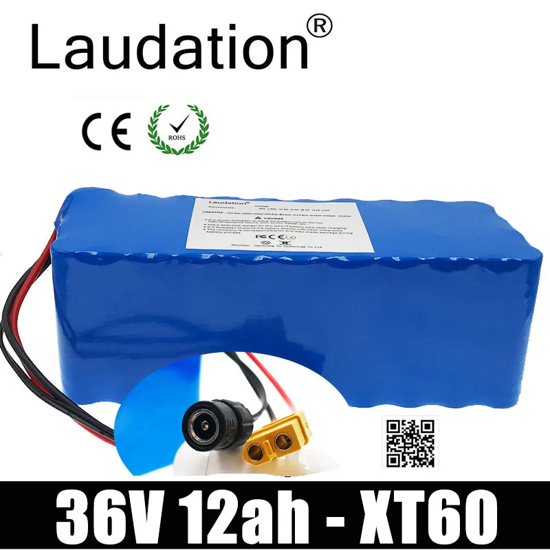 

Laudation 36V12ah Electric Bicycle Lithium Battery 42V 18650 Li-Ion Battery Motorcycle Electric Car Bicycle Scooter With 15A BMS