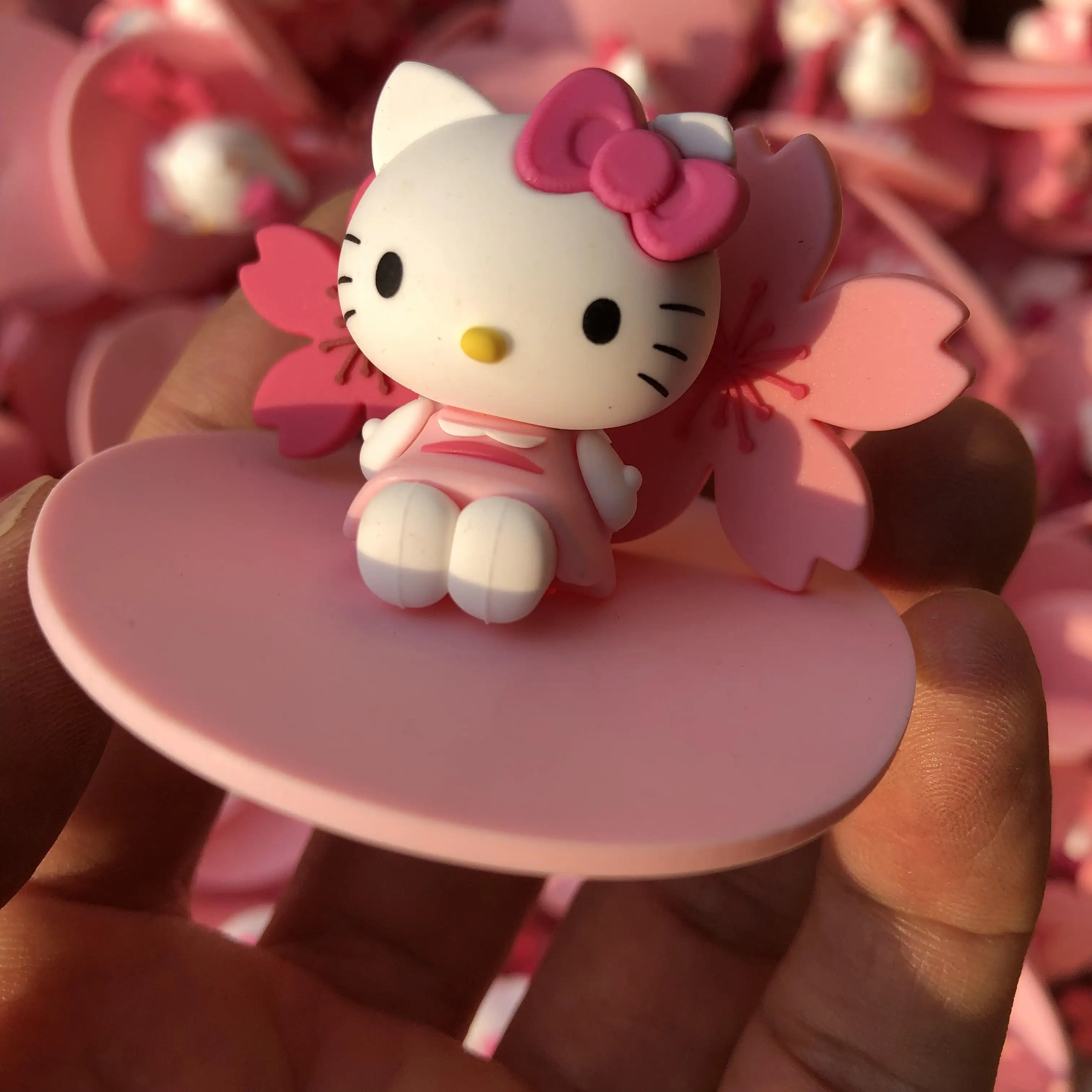 

Hello Kitty KT Cat Pink Flowers Sakura Doll Gifts Toy Model Anime Figures Collect Ornaments