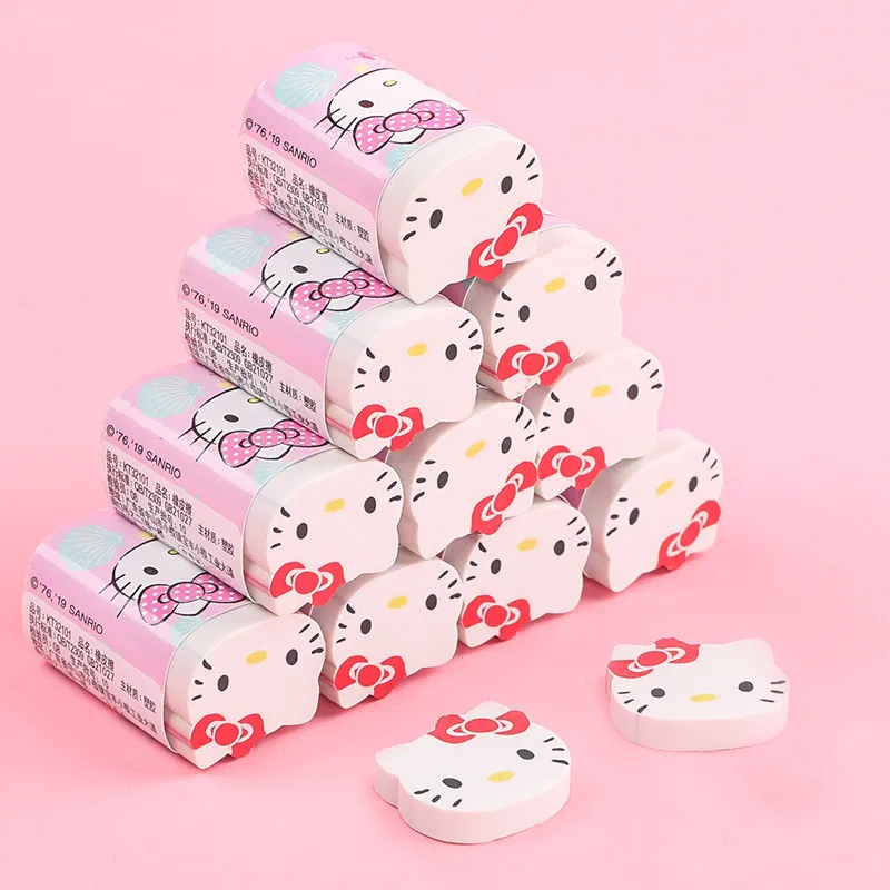 12 Pcs/ Hello Kitty Sanrio Kawaii Stationery Dolls Eraser Rubber Promotional Gift Primary Student Prizes |