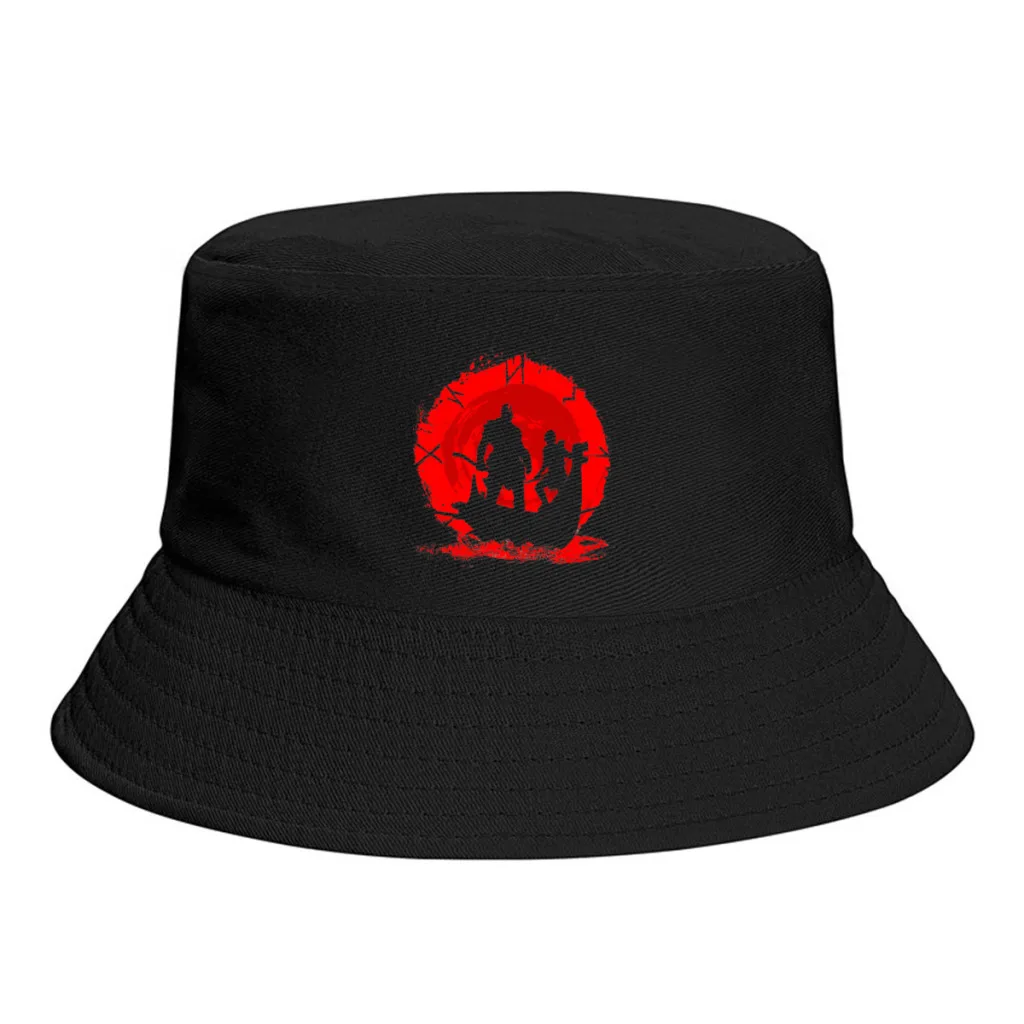 

New Unisex Polyester Casual Red Bucket Hat Sunscreen Sun Cap God Of War Betrayal Chains of Olympus Kratos Men Fisherman Hat