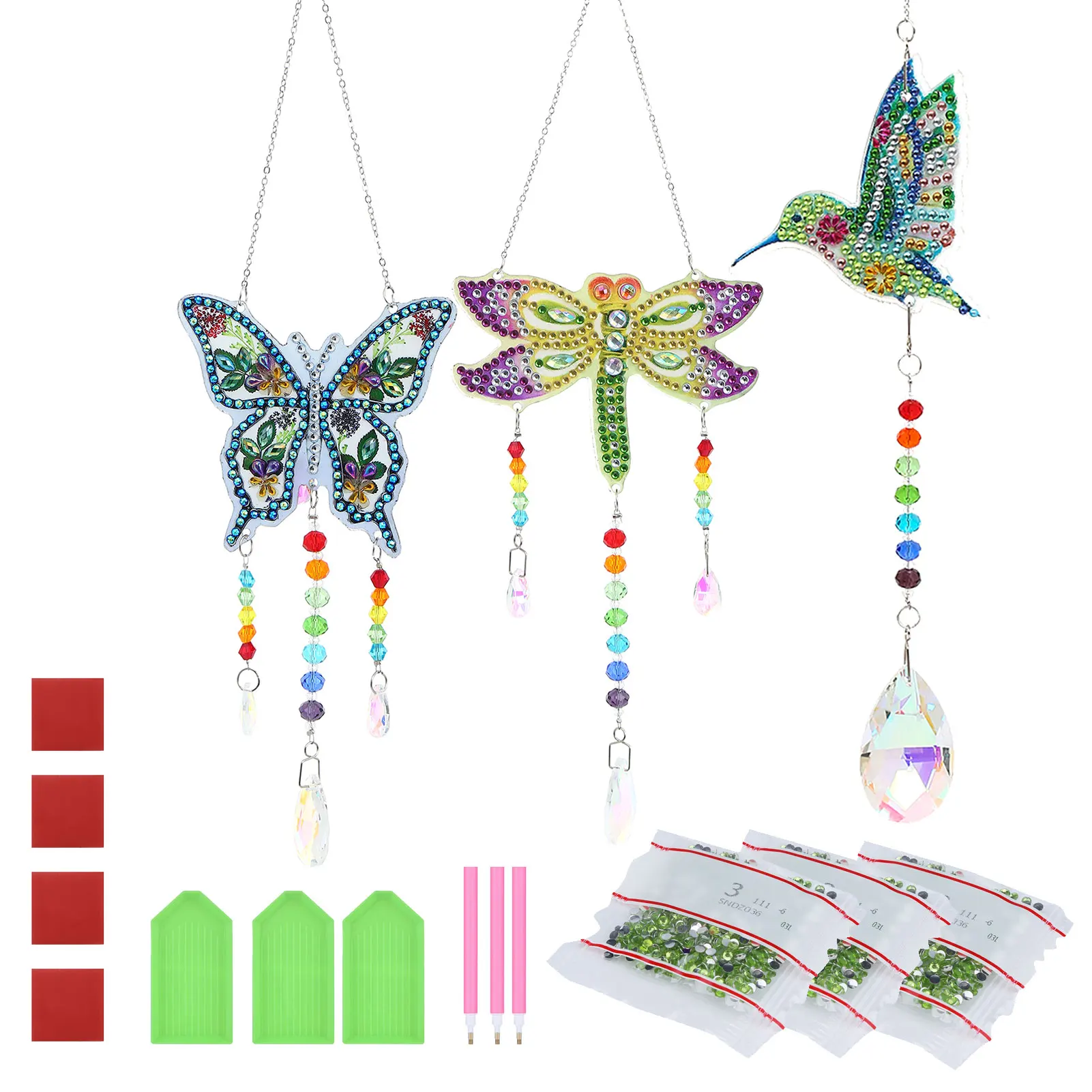 

Door Window Yard Double Sided Wind Chime Bedroom Gleam Balcony Diamond Painting Kit Gift Animal Living Room Home Decor Garden