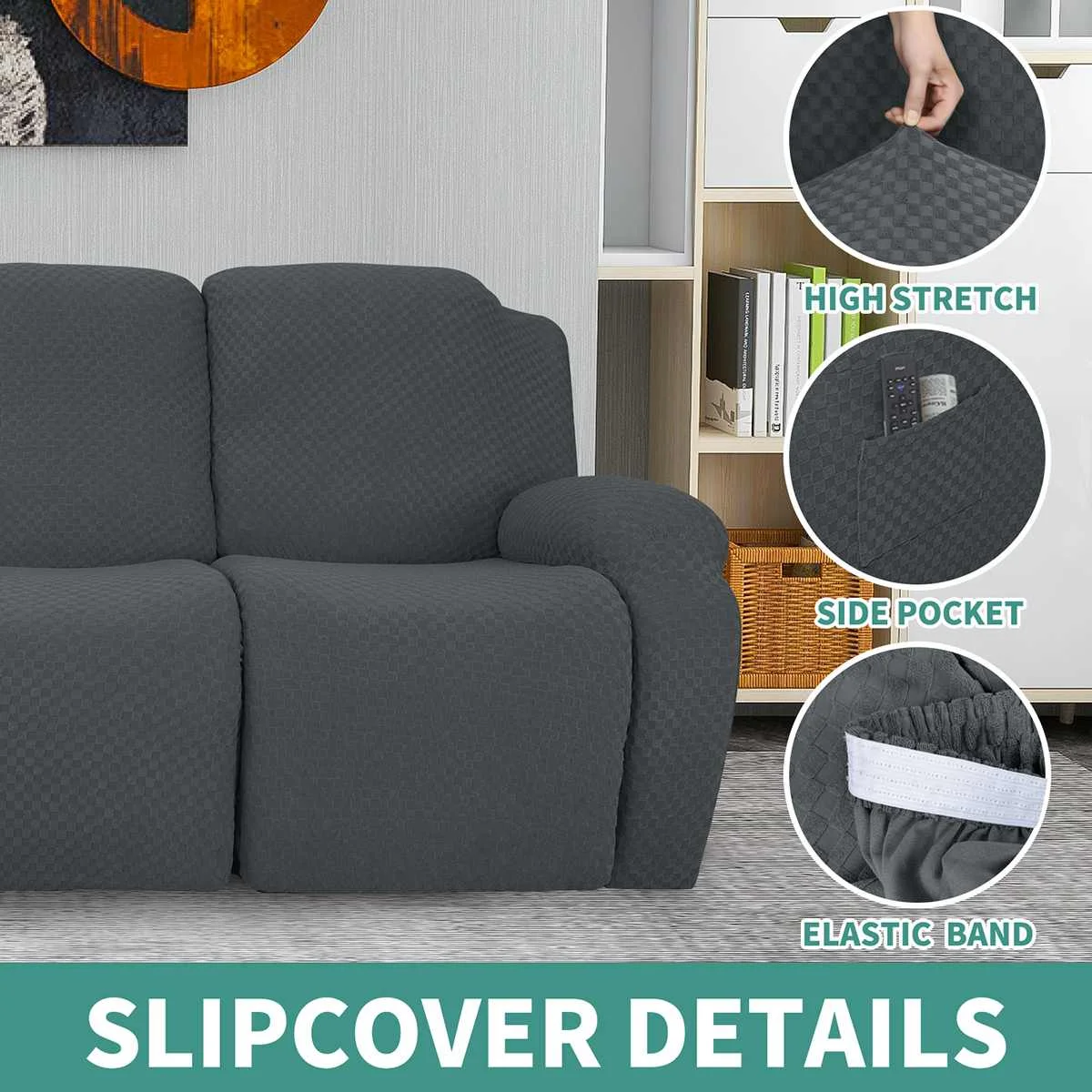 

8pcs Recliner Chair Cover Thick Recliner Slipcover Living Room Sofa Couch Armchair Cover Elastic Stretch Furniture Protector