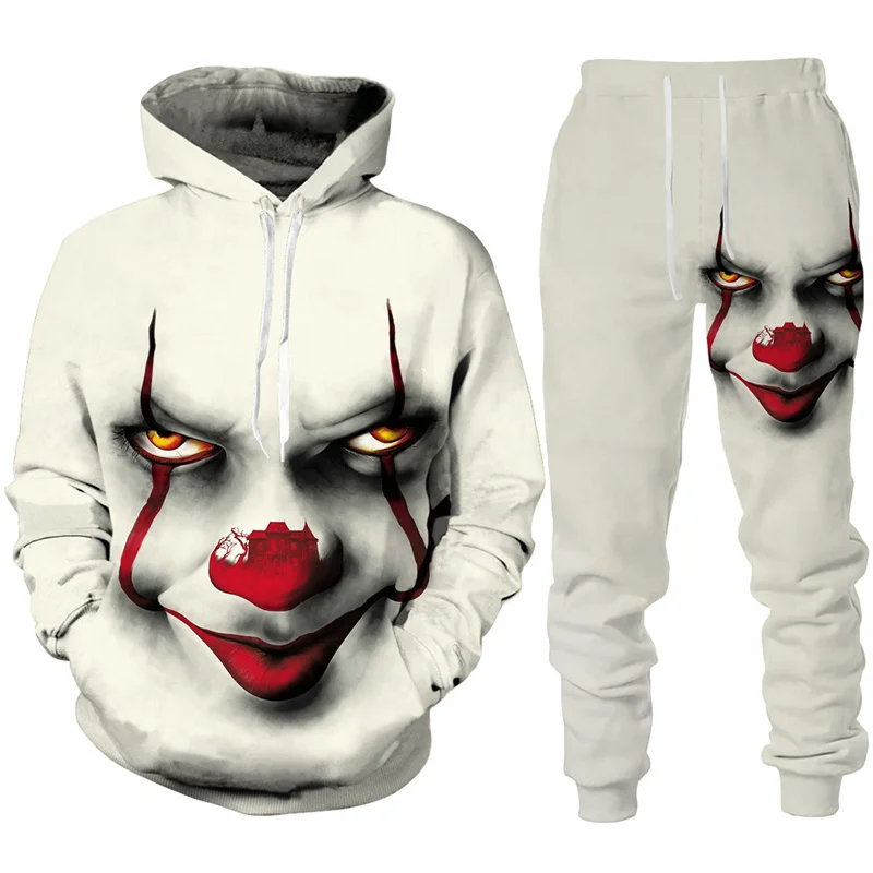 

Funny Halloween Clown 3D Printed Hoodies&Pants Suit Hip Hop Men/Women Personality Streetwear Clothing Horror Movie Tracksuit Set