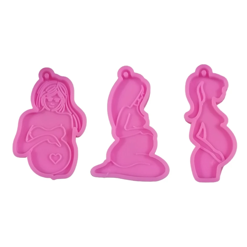 

3 Pcs Epoxy Resin Mold Thanksgiving Theme Pregnant Women Keychain Silicone Mould